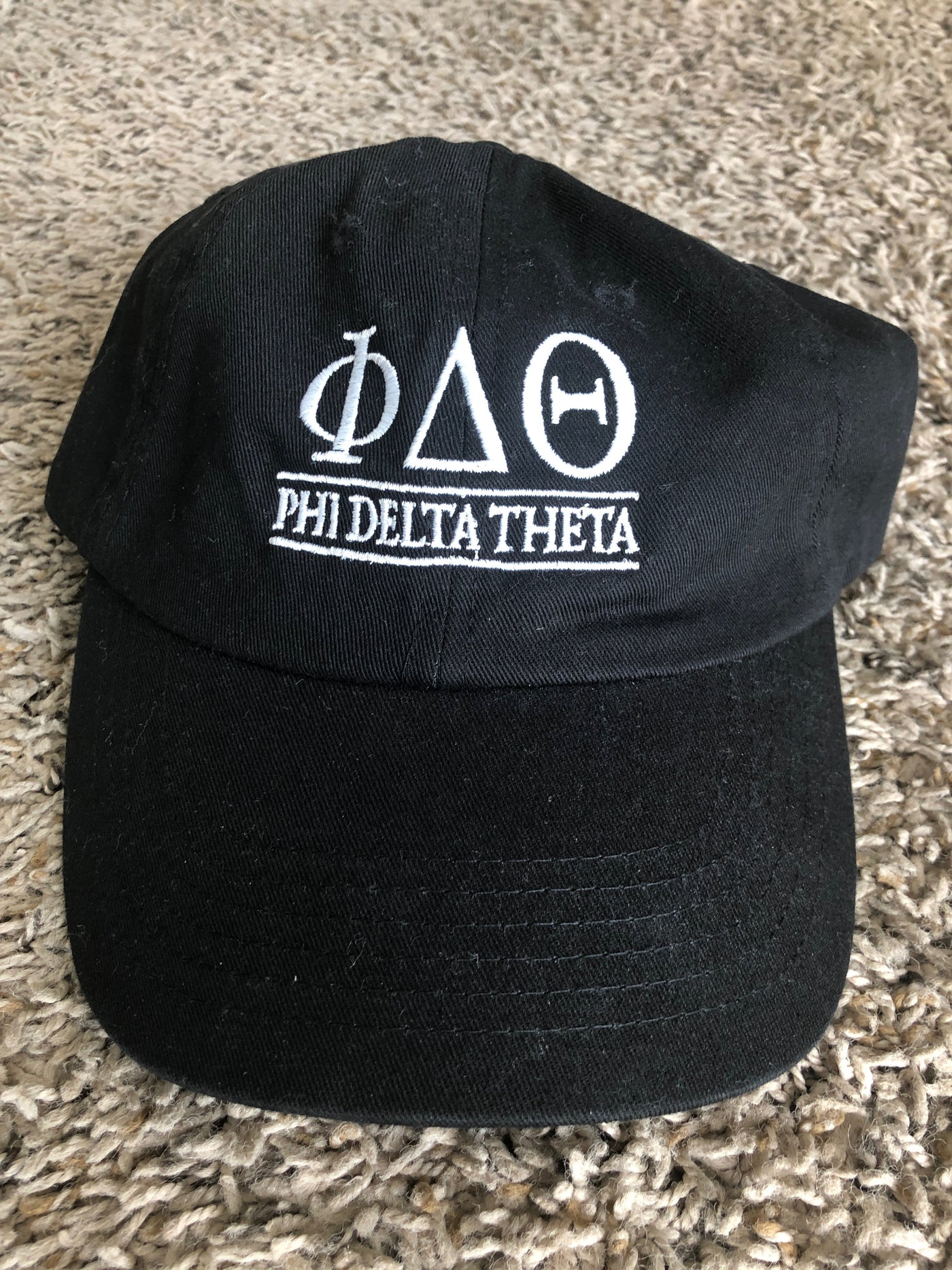 Phi Delta Theta lettered hat