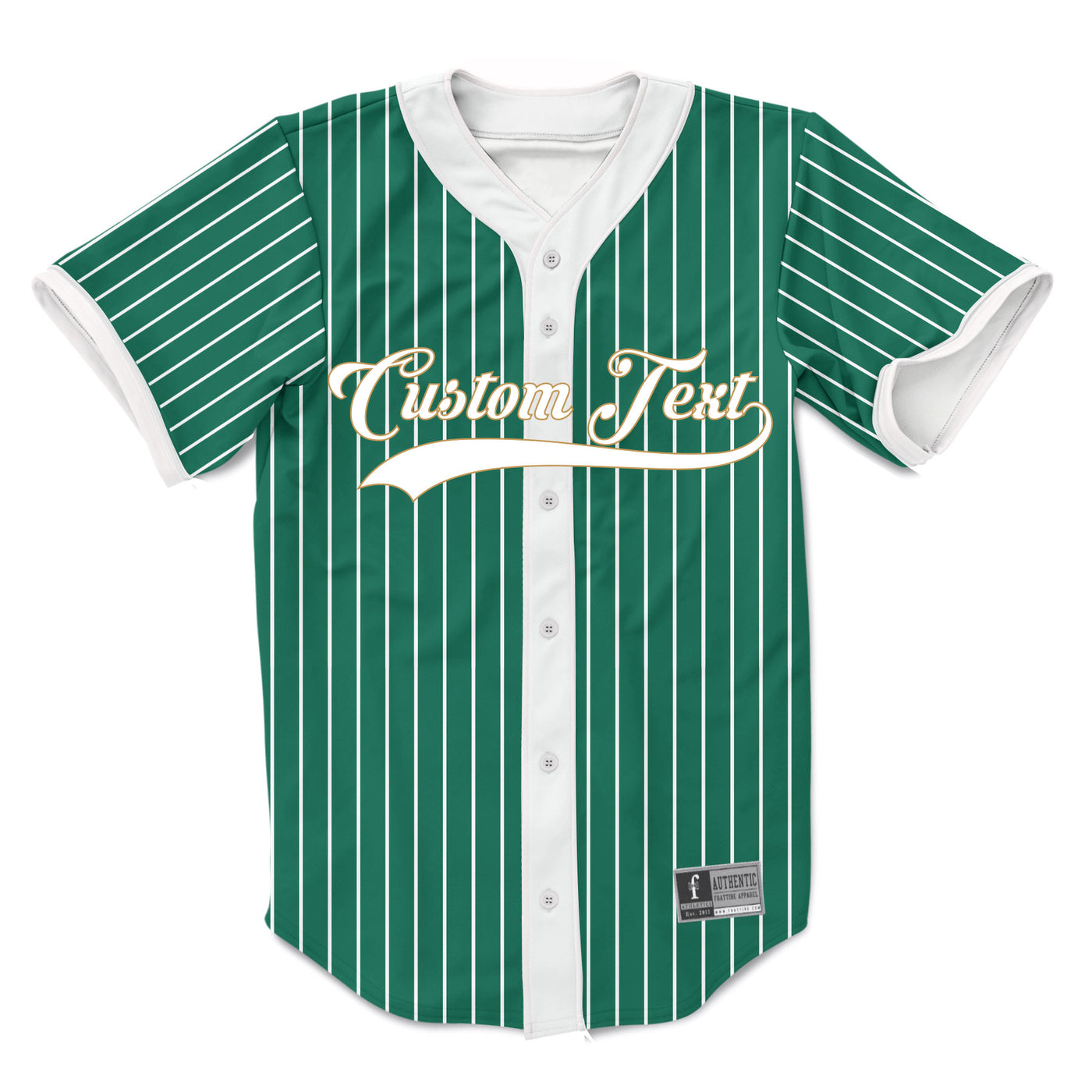Custom Baseball Jersey | Style 30 Large / Green w/ White Stripes