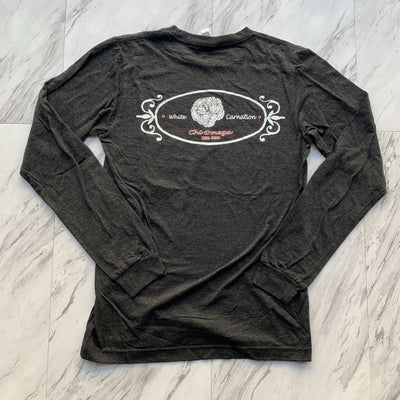 Chi Omega white carnation ladies long sleeve
