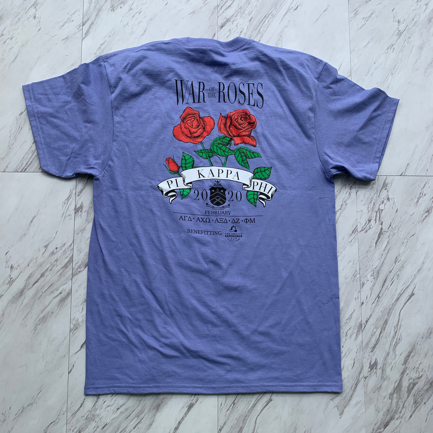 Pi Kappa Phi War of the Roses lilac tee