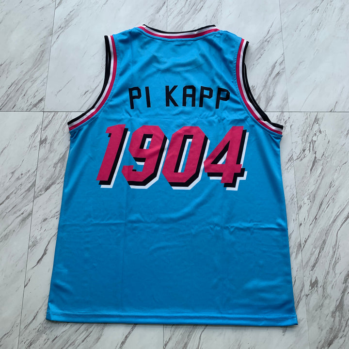 Pi Kappa Phi blue crest basketball jersey