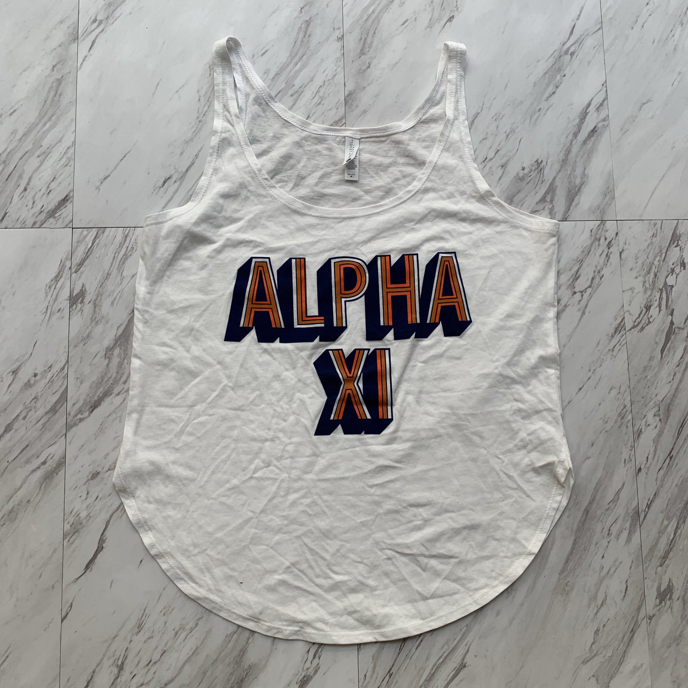 Alpha Xi Delta block letter ladies tank