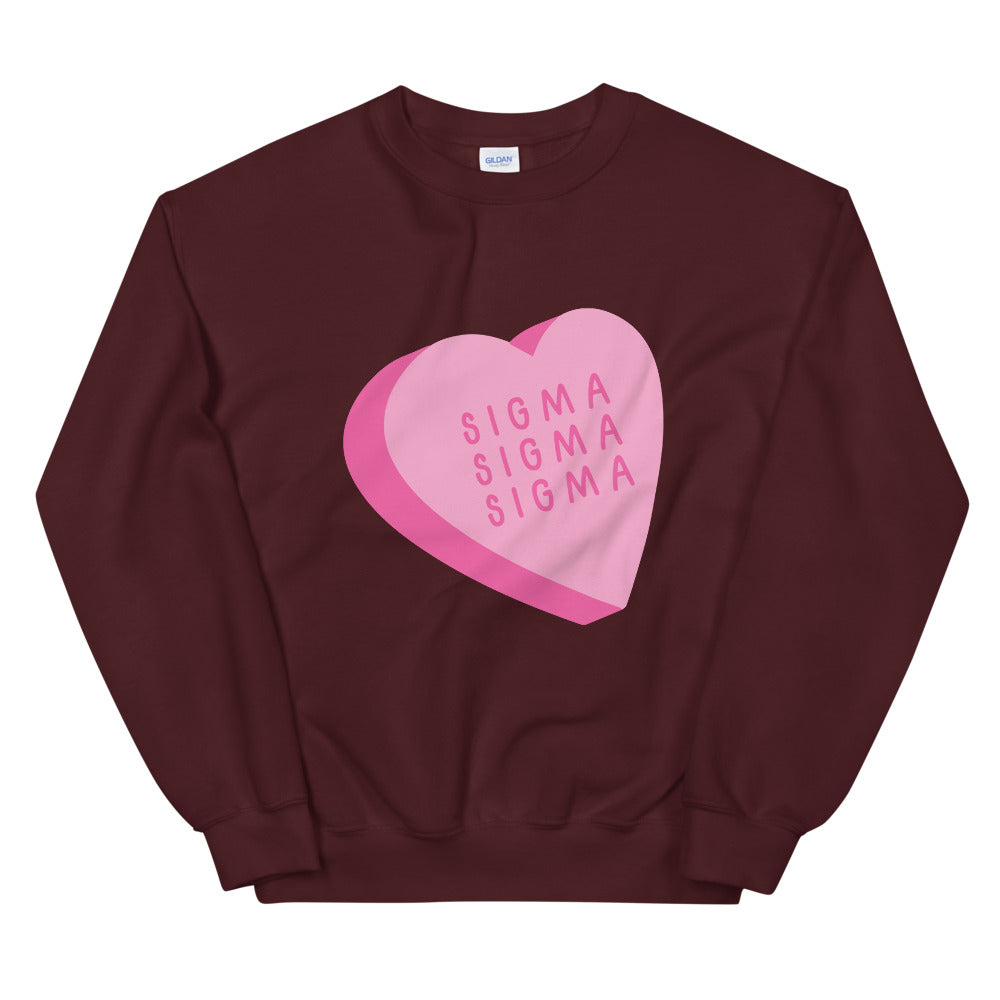 Sigma Sigma Sigma Candy Heart Unisex Sweatshirt